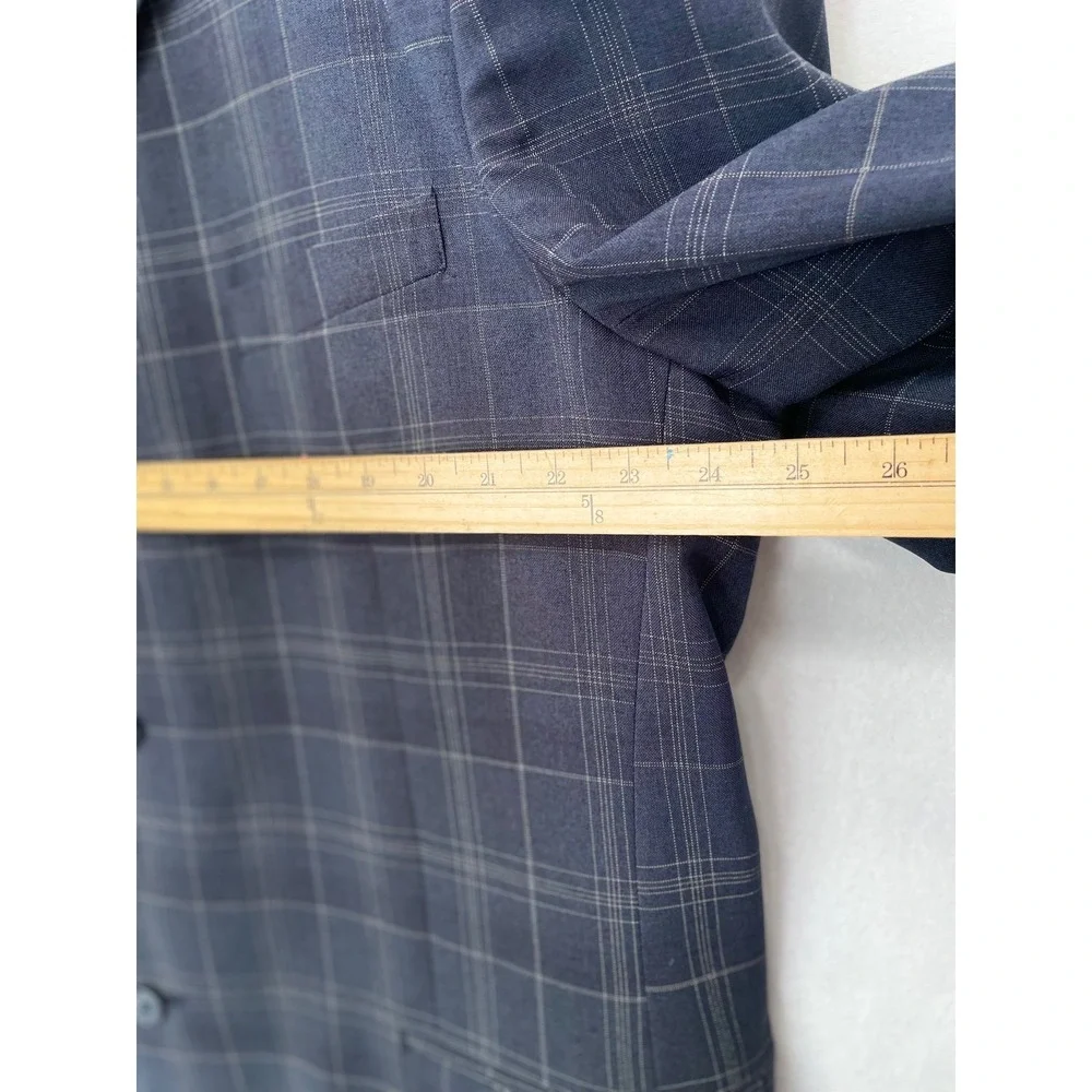 Giorgio Brutini Suit Mens 48L‎ Gray Plaid 3-Button Blazer Pleated Pants W42 Set